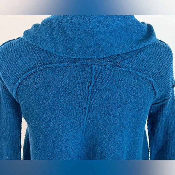 Free People Cotton Bohemian Cowl Neck Dark Teal Ribbed Oversized Sweater Size XS - Picture 5 of 16